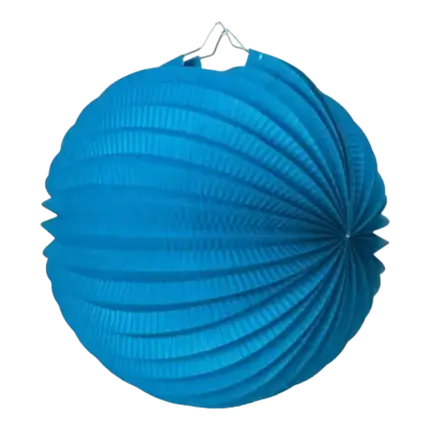 Lampion boule de papier rond bleu 30cm 