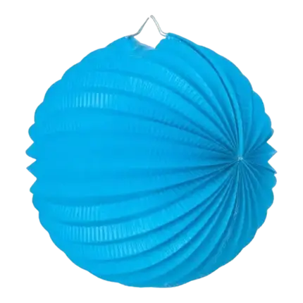 Lampion boule de papier rond bleu clair 30cm