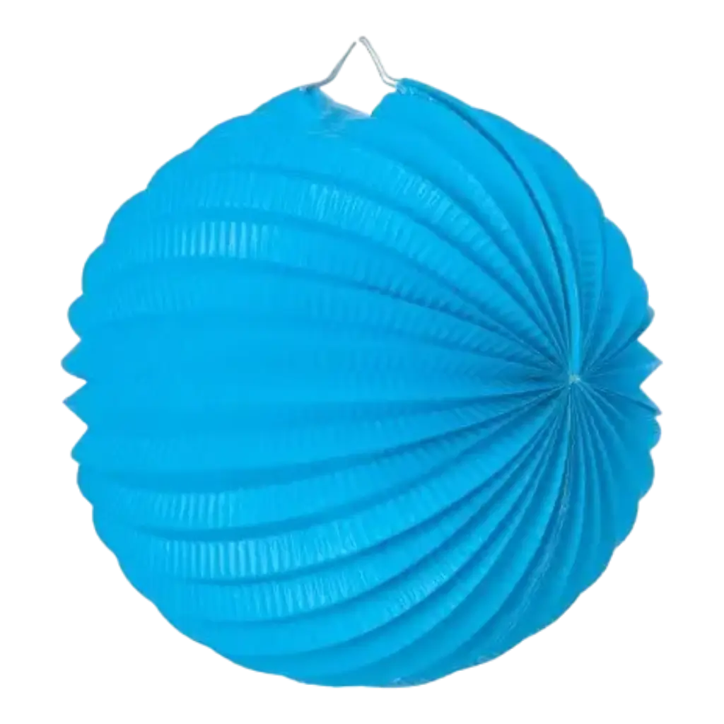 Lampion boule de papier rond bleu clair 20cm 