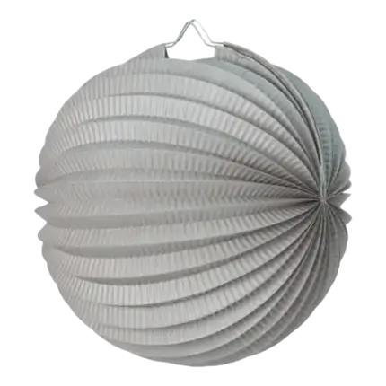 Lampion boule de papier rond gris 30cm 