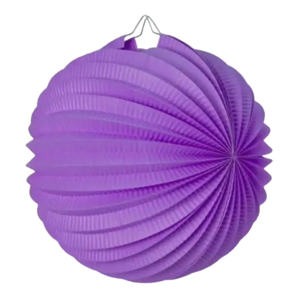 Lampion boule de papier rond violet 20cm 