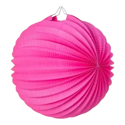 Lampion boule de papier rond rose fuchsia 30cm 