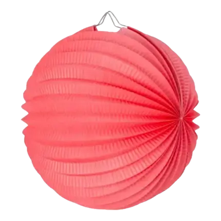 Lampion boule de papier rond corail 30cm