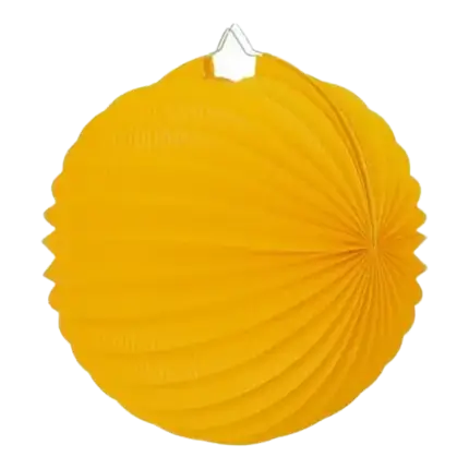 Lampion boule de papier rond jaune moutarde 30cm 