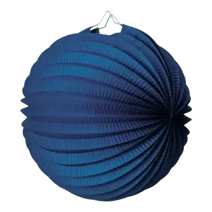 Lampion boule de papier rond bleu marine 30cm 