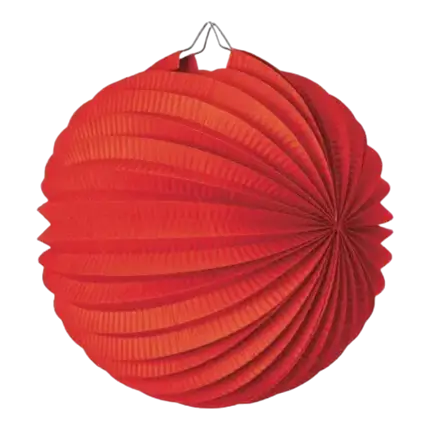 Lampion boule de papier rond rouge 30cm 