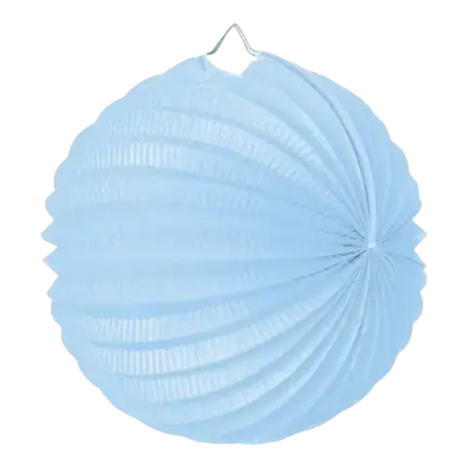 Lampion boule de papier rond bleu tendre 30cm