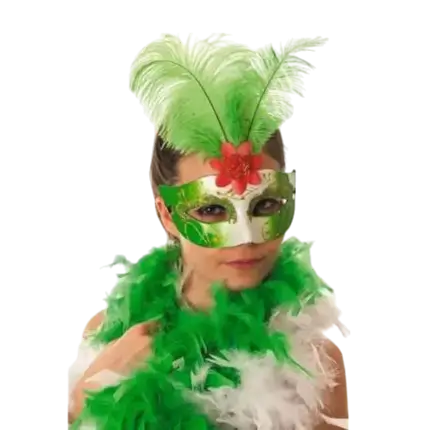 Masque Vénitien Avec Plume Vert