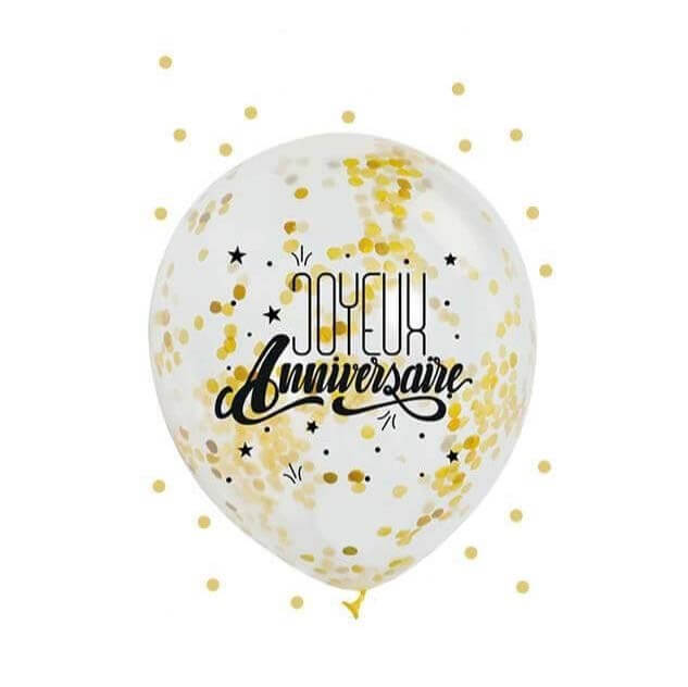 Lot de 3 Ballons Joyeux Anniversaire Confettis Or : Ballons confettis sur  Sparklers Club