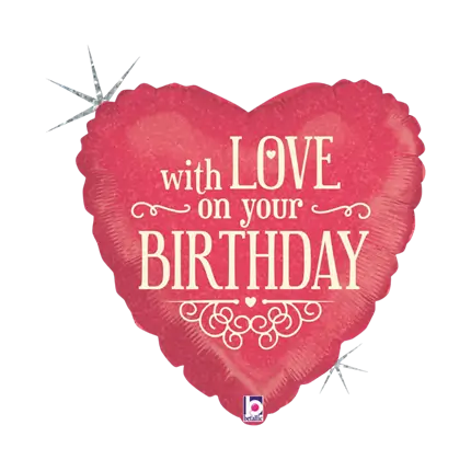 Ballon Coeur With Love on Your Birthday 45cm