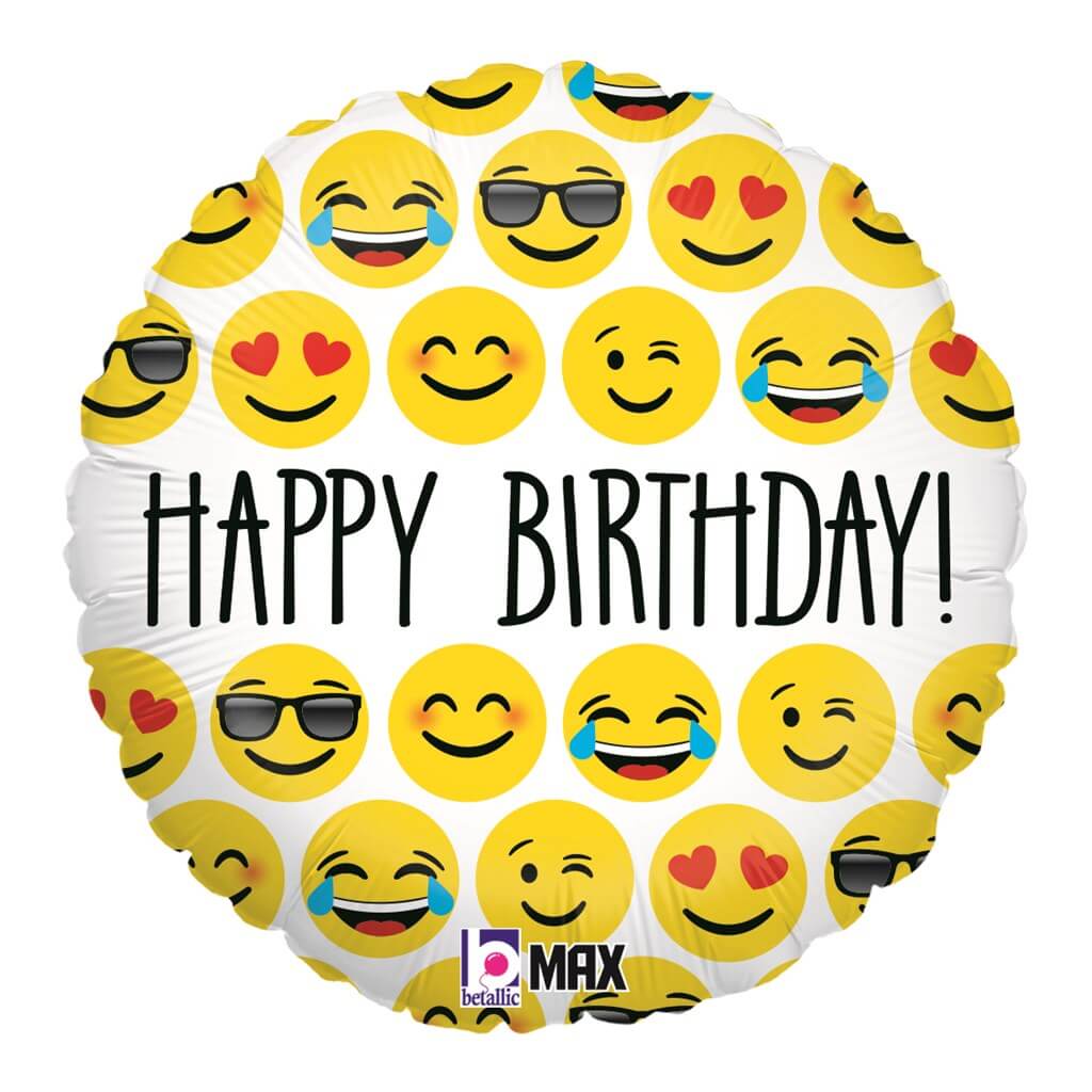Ballon Emoji Happy Birthday 45cm Ballon Smiley Emoji Sur Sparklers Club