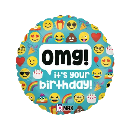 Ballon Emoji OMG Birthday ø45cm
