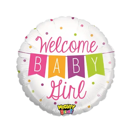 Ballon "Welcome Baby Girl" Rond ø53cm