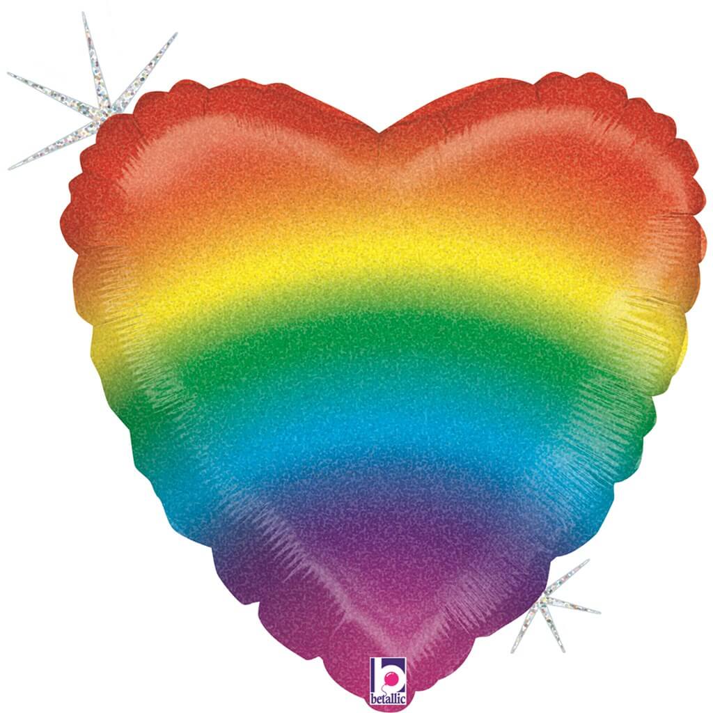 Ballon Hélium Coeur Rainbow 45cm : Ballons à l'hélium pas cher sur  Sparklers Club