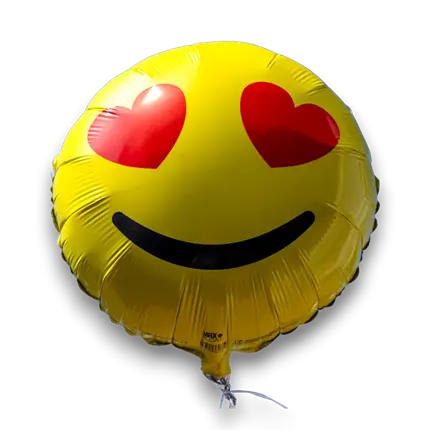 Ballon Emoji Jaune Yeux Coeurs 45cm