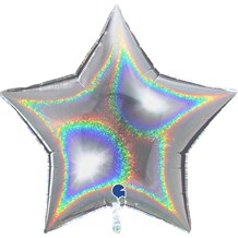 Ballon Etoile arc-en-ciel holographique platine pur 86×81cm