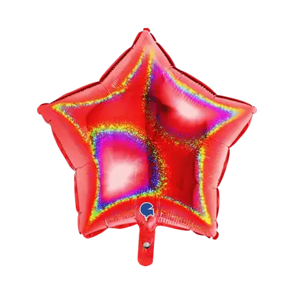 Ballon Étoile Holographique Rouge 46cm