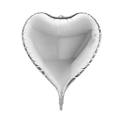 Ballon Coeur Métallique 3D Argent  58cm