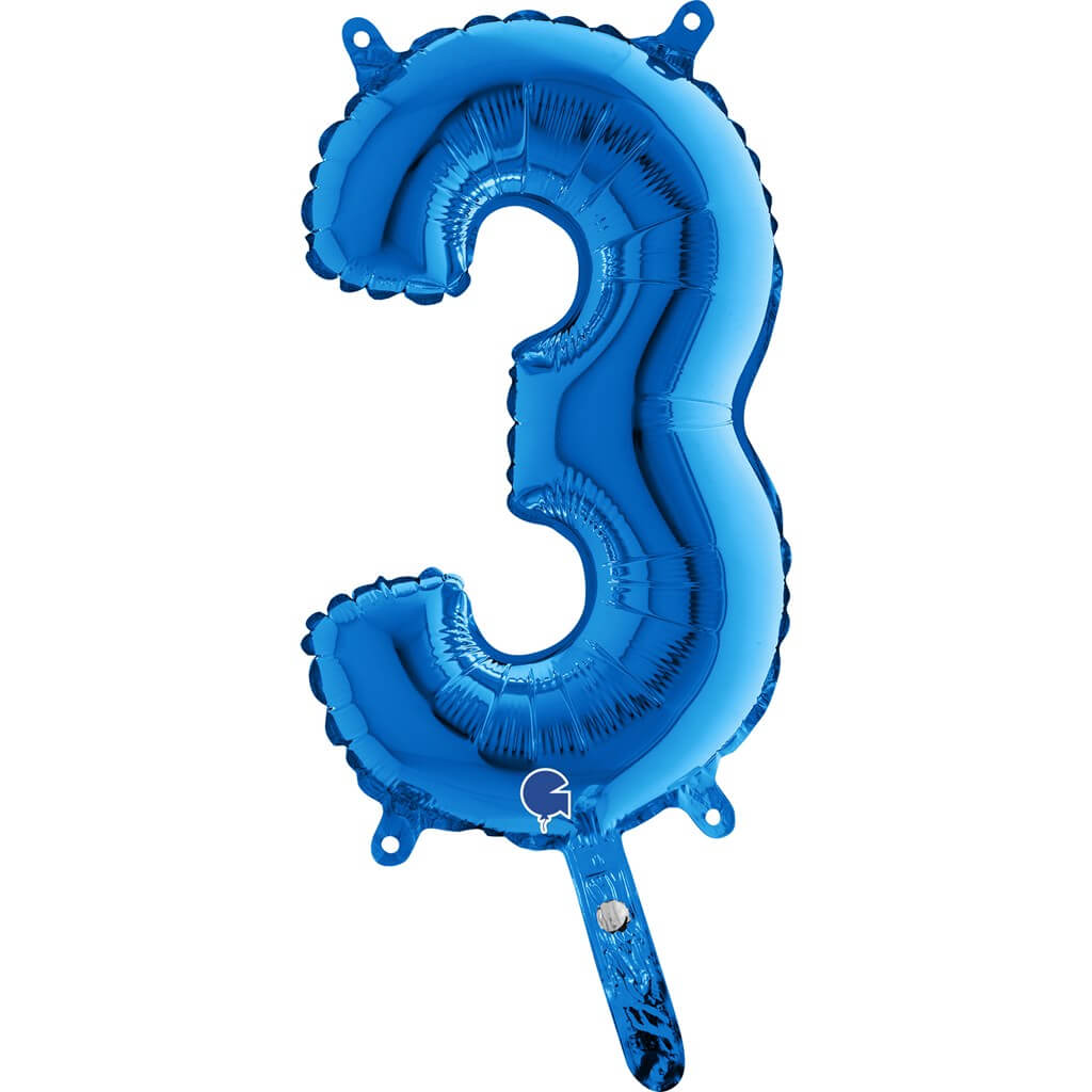 Ballon anniversaire chiffre 3 Bleu 102cm : Ballons Chiffre Bleus sur  Sparklers Club