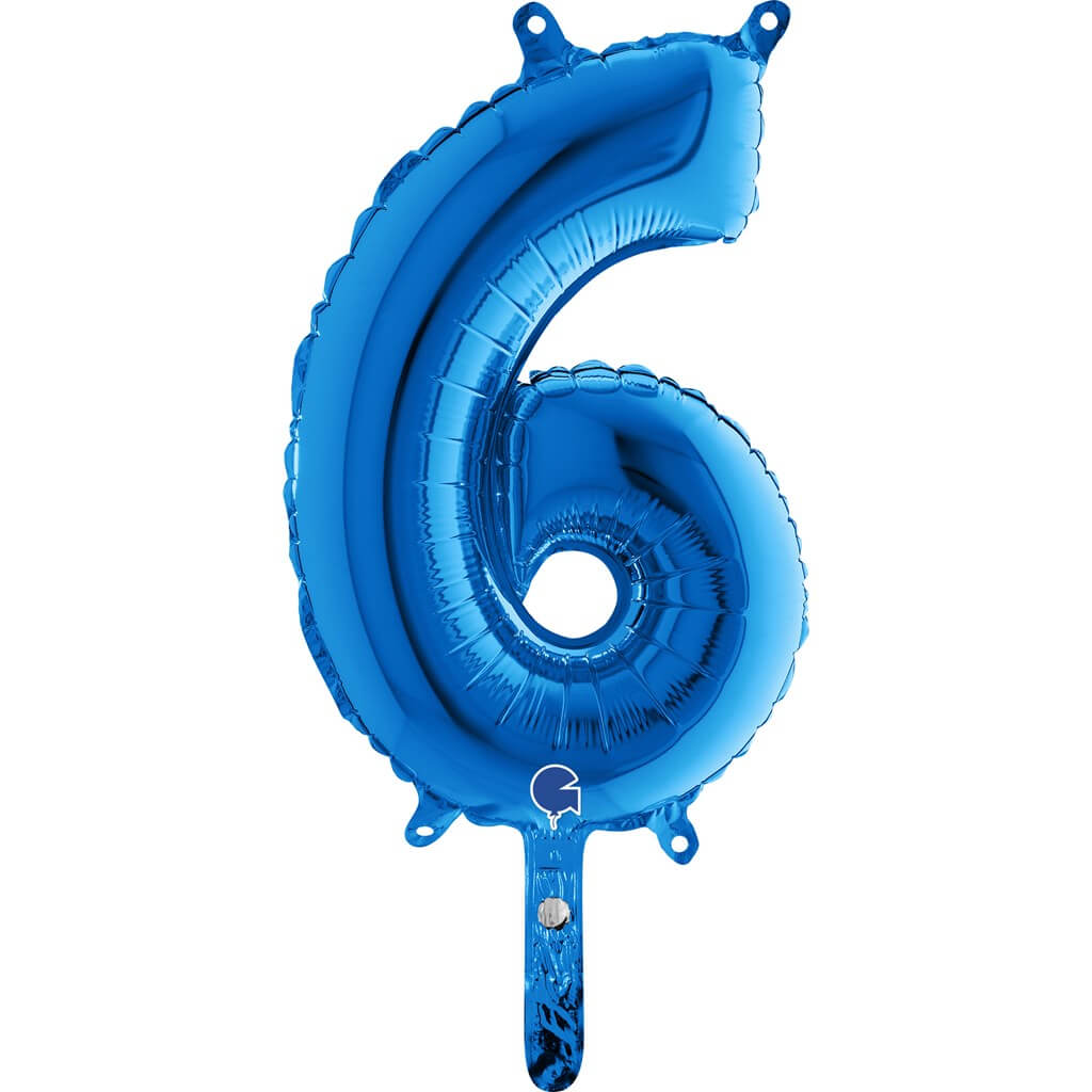 Ballon Anniversaire Chiffre 6 Bleu 36cm : Ballons Chiffre Bleus
