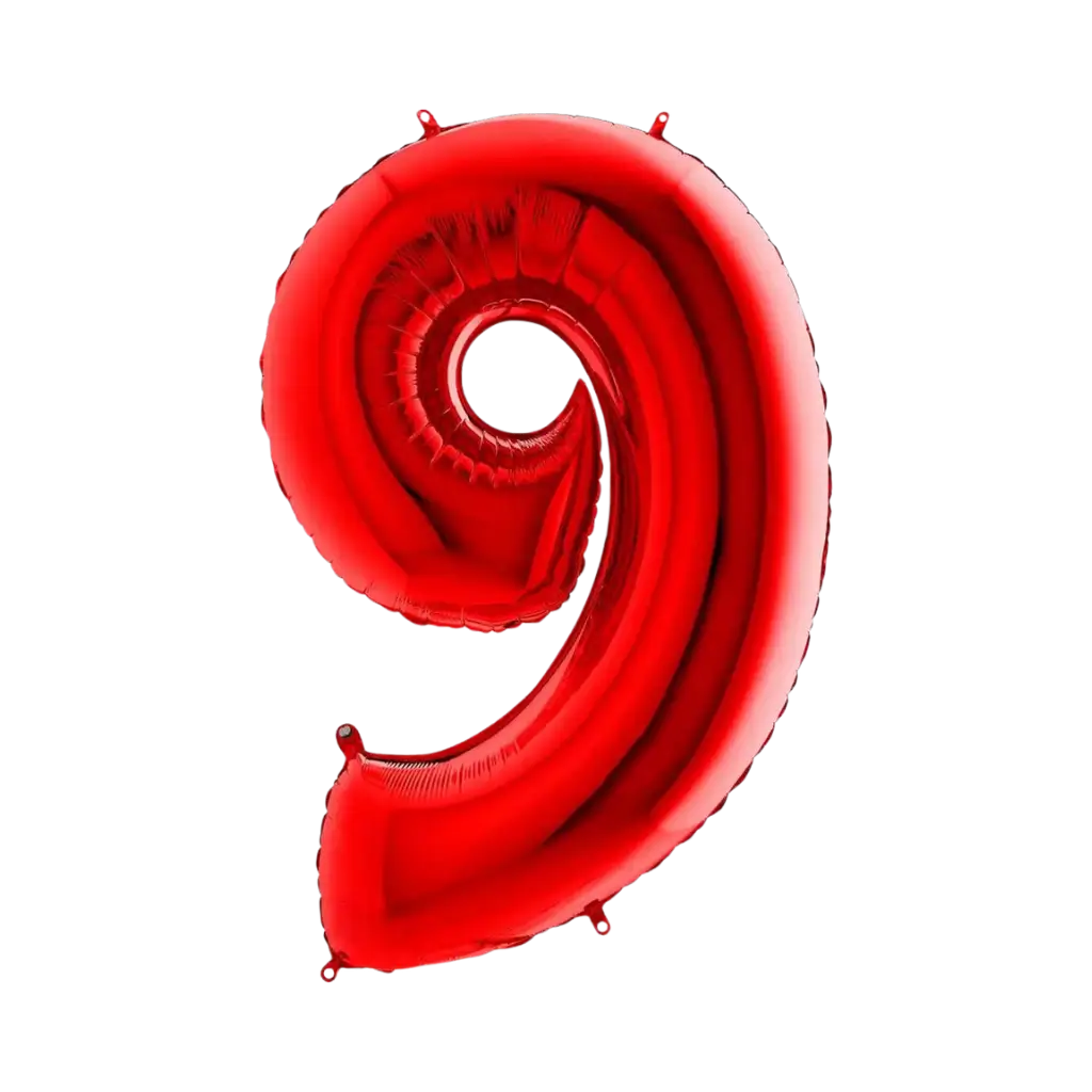 Ballon anniversaire chiffre 9 Rouge 102cm