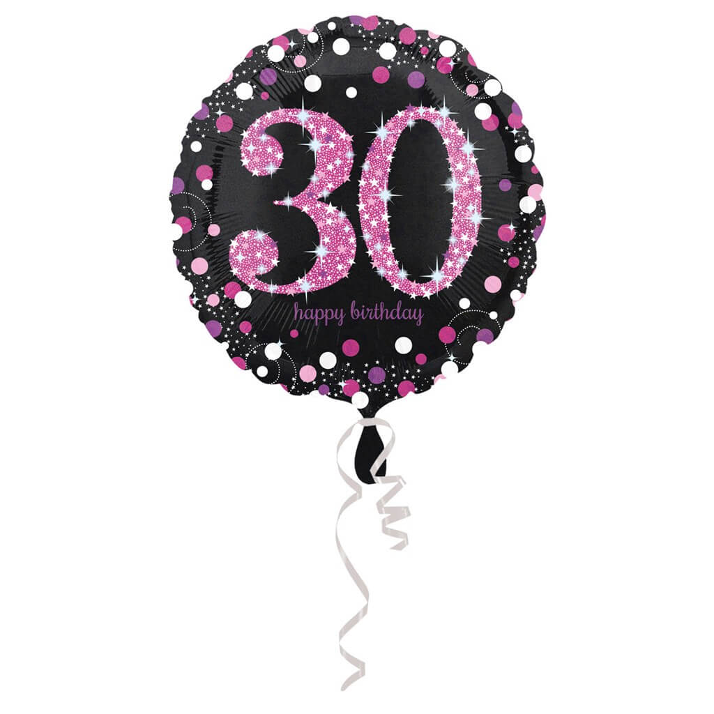 Ballon Anniversaire rond 30 ans rose : Ballons 30 ans sur