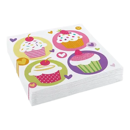 Serviette en papier motifs Cupcake (Lot de 20)
