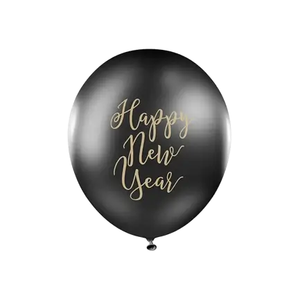 Lot de 6 ballons noirs Happy New Year