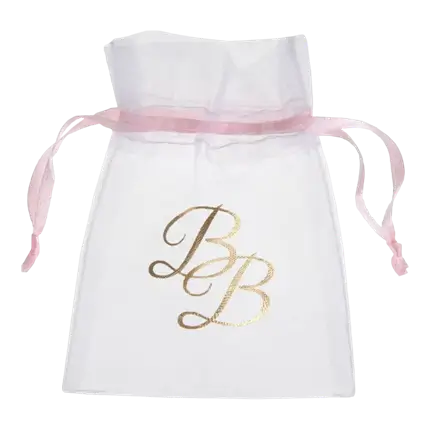 Sachet Organza BB Ruban Rose (Lot de 6)