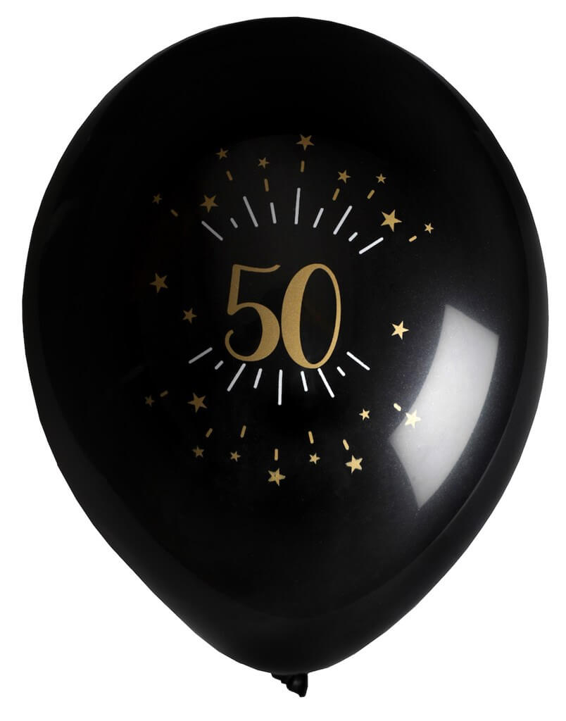 Ballon 50 ans Noir Or (lot de 8) : Décorations anniversaire 50 ans sur  Sparklers Club