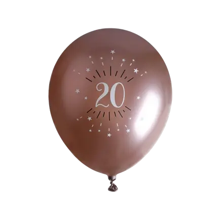 Ballon 20 ans Or Rose ø 30cm (lot de 6)
