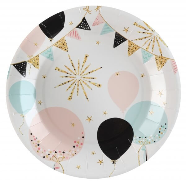 Assiette en carton Etincelante Or - ø22.5cm - Lot de 10 : Assiettes  d'anniversaire sur Sparklers Club