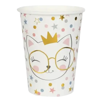 Gobelet en papier blanc Kitty Party - Lot de 10