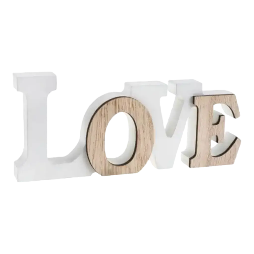 Lettres Love Blanc/Bois naturel