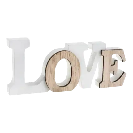 Lettres "Love" Blanc/Bois naturel