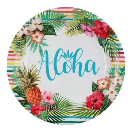 Assiette en carton Aloha ø23cm - Lot de 10