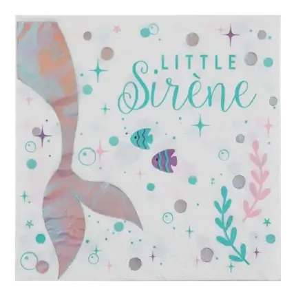 Serviette en papier Petite Sirène - Lot de 20 - 16.5x16.5cm