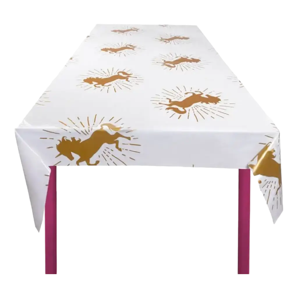 Nappe Licorne blanche et dorée 