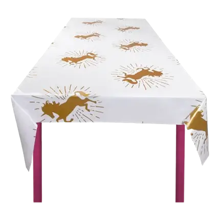 Nappe Licorne blanche et dorée