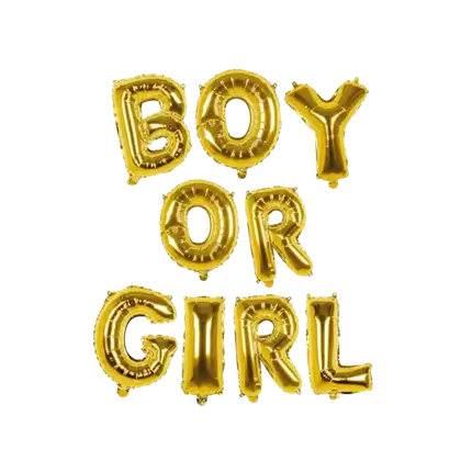 Guirlande ballons en aluminium "Boy or Girl" Or