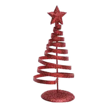 Sapin Spirale Rouge en Métal - Déco de table - 6.5 x 14 cm