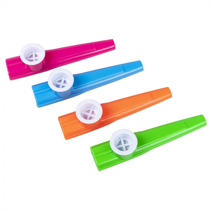 Kazoos colorés (lot de 4) : Accessoires sur Sparklers Club