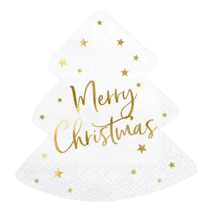 Serviette en papier forme Sapin Merry Christmas (Lot de 20)