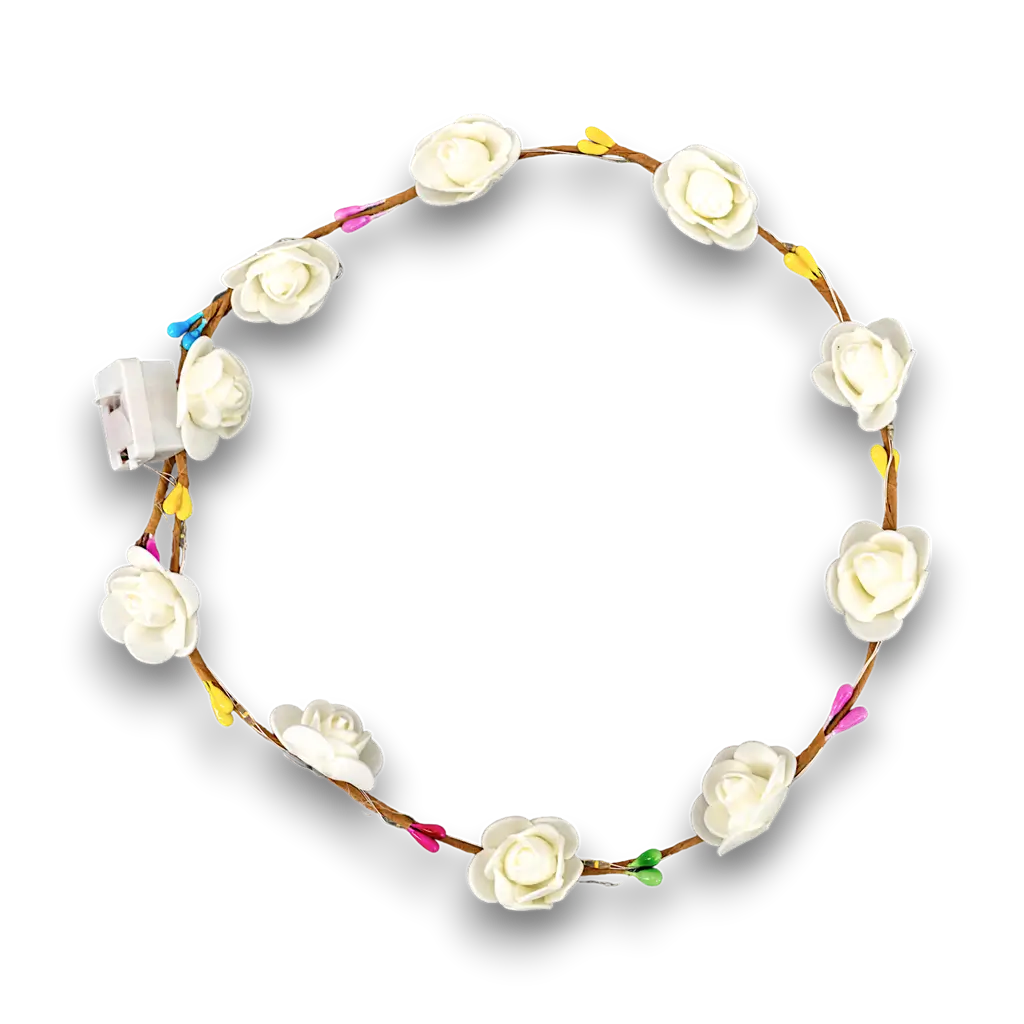 Couronne de Fleurs blanches Lumineuse (LED Multicolore)