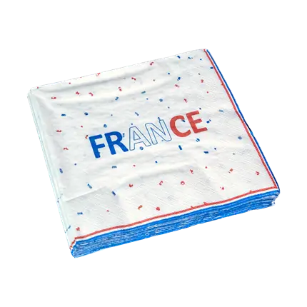 LOT 16 SERVIETTES - ALLEZ LA FRANCE - BLEU BLANC ROUGE 33CM