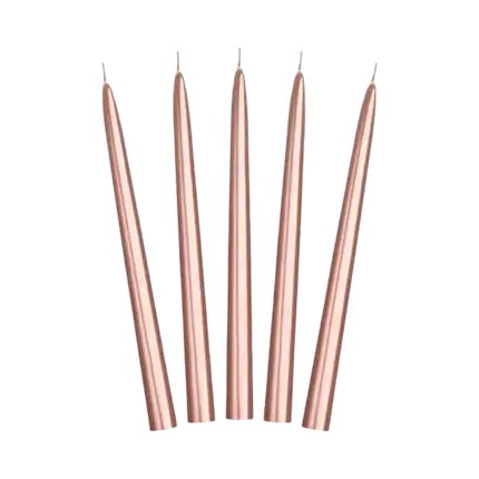 10 Bougies coniques en Or Rose - 24cm