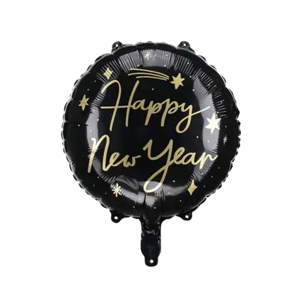 Ballon Aluminium - HAPPY NEW YEAR - Noir & Or - 45cm