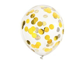 Ballon de baudruche transparent confettis 30 cm - Lot de 6