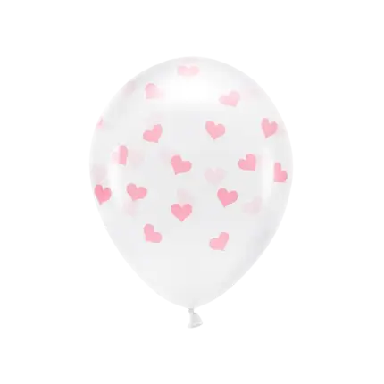 Lot 6 Ballons Transparent - Coeur Rose - 100% BIODÉGRADABLE