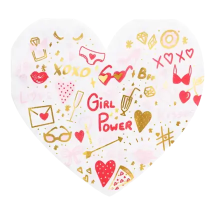 20 Serviettes en papier - Coeur - "GIRL POWER" - 16x15cm